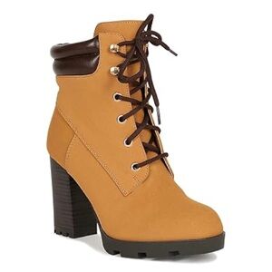 Women's Tan Lace-Up Ankle Boots